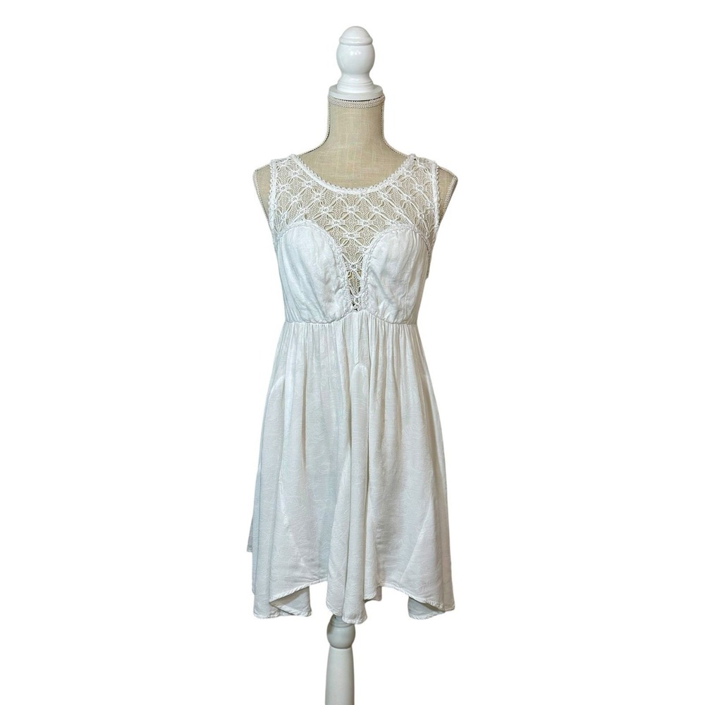 Free People Dress Womens Medium Mini Fiesta White Lace Festival Boho Cowgirlcore - Picture 2 of 11